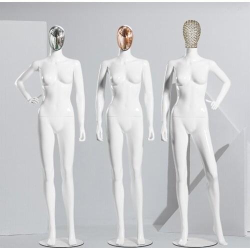 Gold Plated Silver Head Full Body Model Women Display Mannequin Wear Steel Wire Head