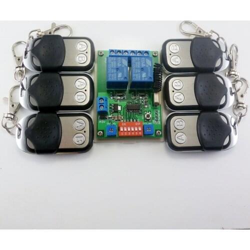 Dc12v 2ch Multifunctional Wireless Control Receiver Delay Relay 6pcs 433m High Power 2 Button Ev1527 Wireless Remote Control Kit