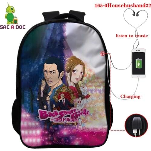 3D Anime Cosplay Backpack Teenage Men Women Student School Bags Travel Shoulder Laptop Bag The Way of The Househusband Backpacks