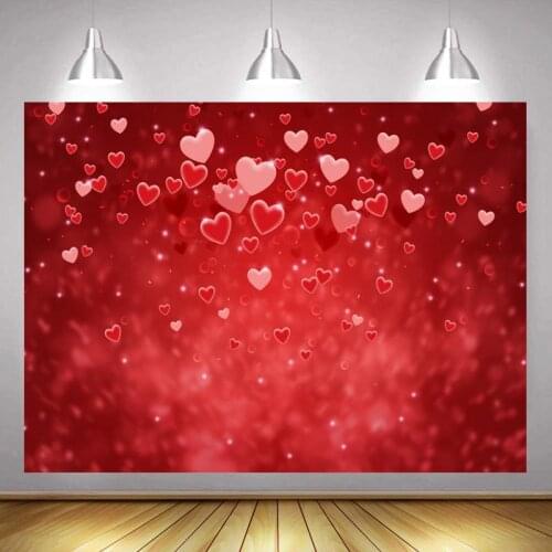 Happy Valentines Day Red Pink Heart-Shaped Picture Background Couples Party Venue Decorative Photography Studio Backdrop