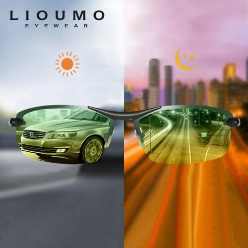 LIOUMO Design Day Night Vision Sunglasses For Men Polarized Sun Glasses Outdoor Driving Glasses Anti-Glare gafas de sol hombre