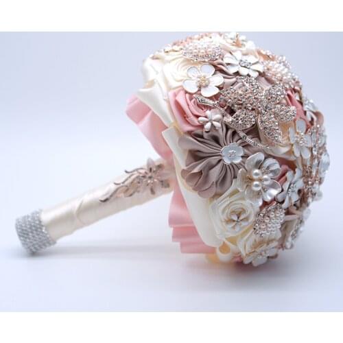 Custom wedding brooch bridal bouquets Royal blue crystal Brides Bouquet DIY jewelry Bouquet