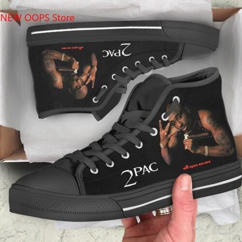 Rap 2pac Tupac all eyez on me Arrive Fashion Lightweight High Top Canvas Shoes Men Women Casual Shoes Breathable Sneakers