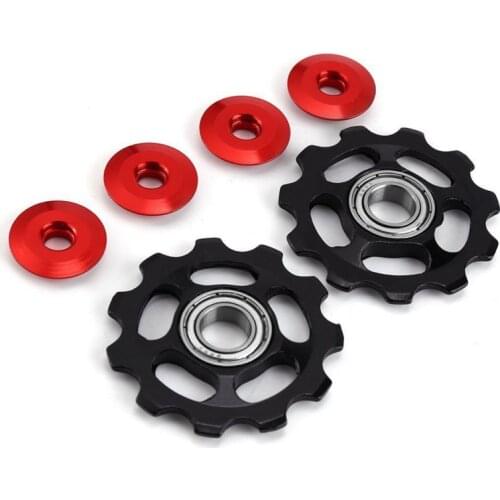 2Pcs 11T Cycling Bicycle Parts Bicycle Derailleur Bike Aluminum Alloy Bearing Jockey Wheel Rear Derailleur Pulleys Bicycle Tool