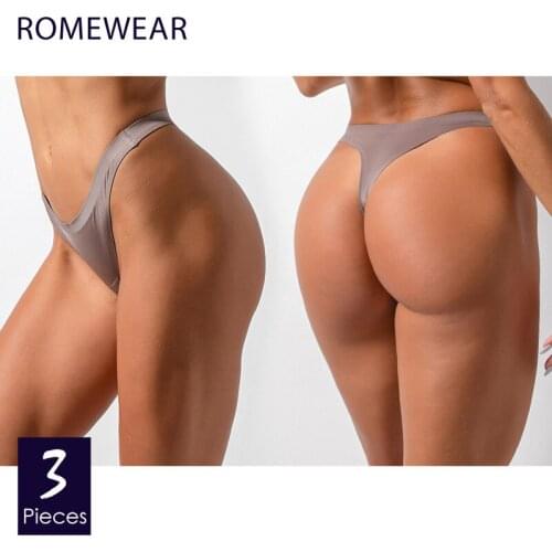 RMW 3 pcs/lot Women Sexy G-String Underpants Low-Rise G-stringSeamless Thong Panties Solid Black Red White Ladies Underwear