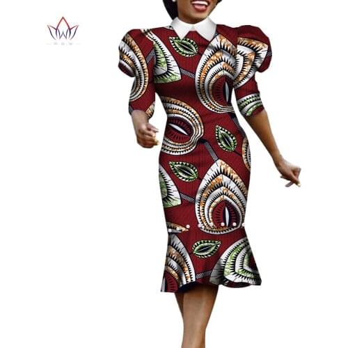 African Women Dresses Dashiki Print Half Sleeve Peals Dresses Vestidos Party Dress Elegant African Dress for Women WY7860