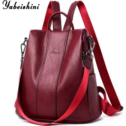 Women PU Leather Backpacks Bags For Girls Waterproof Anti-Theft Female Shoulder Bag Multifunction Traveling Backpack Mochilas