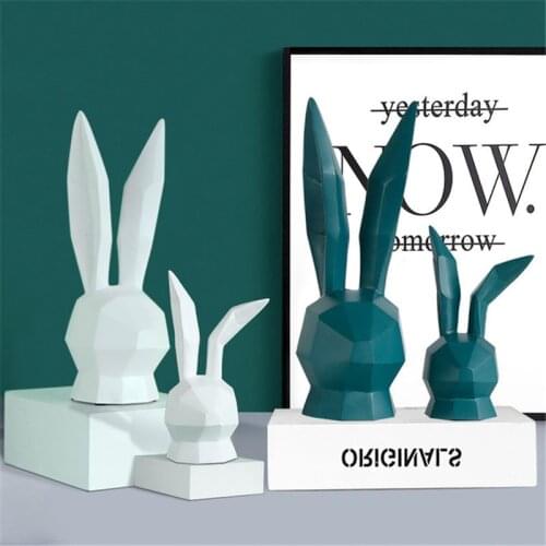 2pcs Resin Decoration Nordic Rabbit Figurine Art Living Room Ornaments Bedroom Garden Home Decor Sculpture Animal Figures