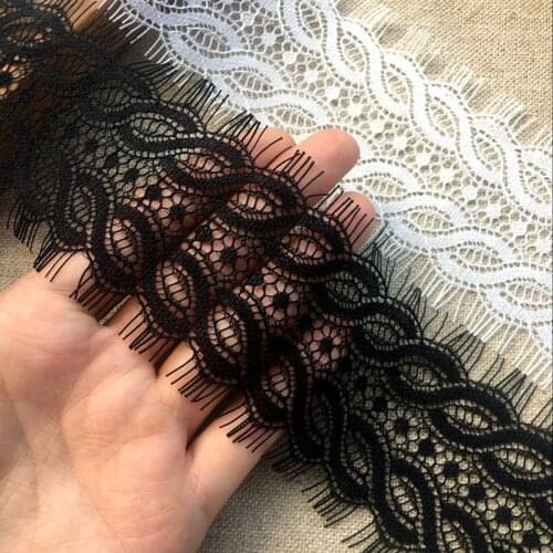 3meters 6cm wide Black/White Voile Lace Trim Embroidered Ribbon Eyelash Fabric DIY Gift Wrapping Clothing Accessories