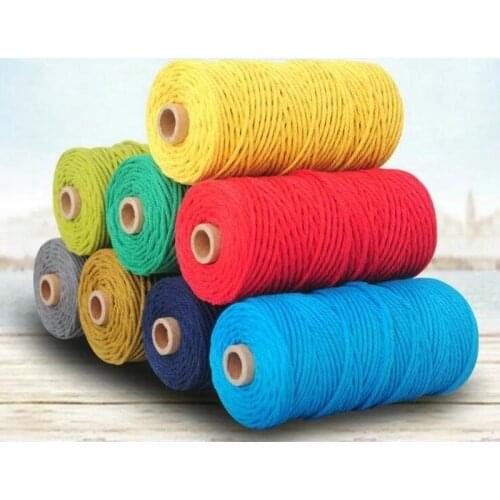 3mm*100m Cotton Cord Rope DIY Macrame Cord Wall Hanging Plant Hanger Craft Making Knitting Rope Twine String for Crafts 3 Rolls