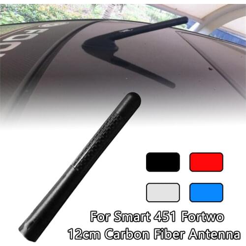 12cm Car Accessories Carbon Fiber Short Antenna Roof Mast Whip Stereo Radio FM/AM Signal Antenna For Smart 451 Fortwo with Logo