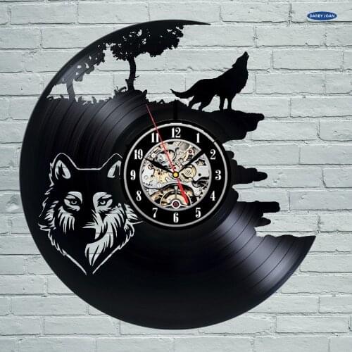 Vinyl Record Wall Clock Wolf Theme Wall Watch Watch Murals Classic Interior Clock Reloj The Pair Hot Creative CD Wall Clocks