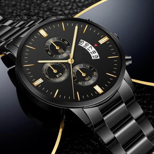 Simple Fashion Mens Watches Simple Casual Men Business Steel Strap Buckle Date Quartz Analog Wrist Watches Mens Reloj Hombre