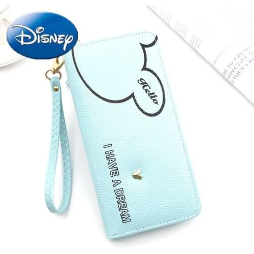 Disney Mickey Mouse Woman Coin Purse Cartoon Minnie Dollar Bills Card Holder Mobile Phone Bag Wallet Lady Zipper Handbag Clutch