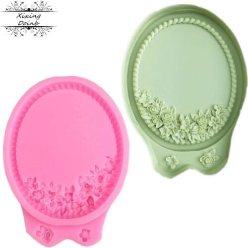 European retro frame cake turning sugar mold flower relief frame silica gel mold Candy Mold CUPCAKE DECORATION