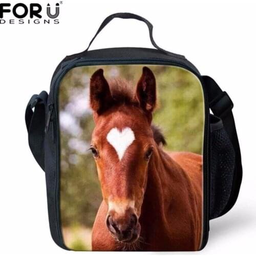 FORUDESIGNS Horse Food Fresh Keep Lunch Cooler Bag Thermal Picnic Travel Storage Box Thermal Insulated Fashion Kid Lunch Bags