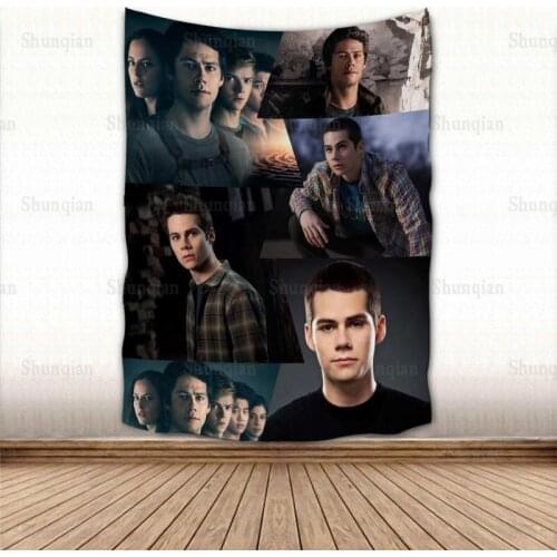 Custom Dylan O'Brien Tapestry Colorful Psychedelic Decorative Carpet Wall Fabric For Living Room Bedroom Tapestries Accessories