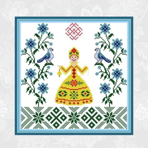 Joy Sunday Peace Princess Paintings Aida Cross-stitch Canvas 11CT 14CT Handwork Beginner Embroidery Sets Needlework Home Decor