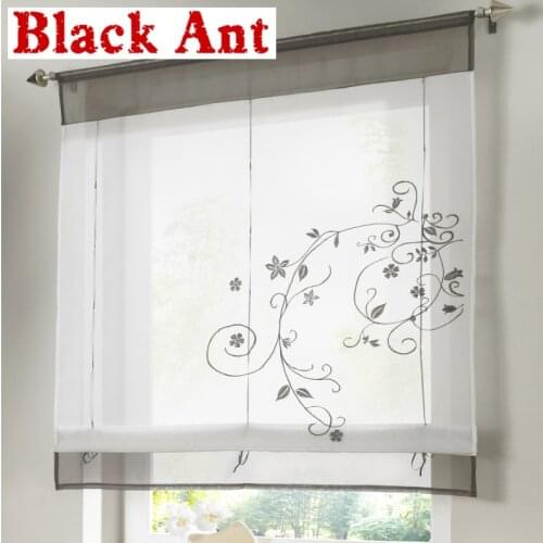 Short Curtain Purple Pure Soild Sheer Window Kitchen Curtain For Modern Living Room Cafe Curtain Gray One Piece DL005 #30