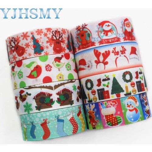 YJHD 0009 22mm 10 yards Christmas printed grosgrain ribbon packaging design, DIY accessories handmade materials