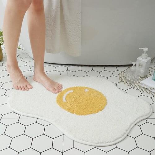 Kitchen Doormat Non-Slip Water Absorption Poached Egg Shape Floor Mats Washable Bathroom Balcony Carpet Children Doormats