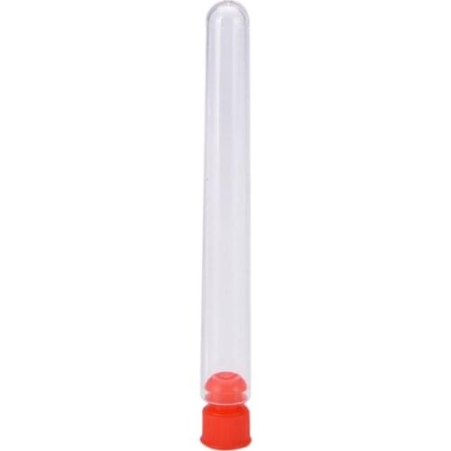 30PCS 12x100mm Lab Clear Plastic Test Tube Round Bottom Tube Vial with Cap Office Lab Experiment Supplies