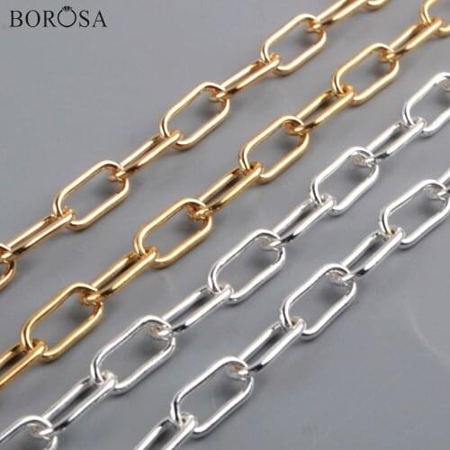 Fashion Gold/Silver Color Clasp Link Chain for Choker Necklace Minimalist Geometric Clasp Long Chain Jewelry Findings PJ473