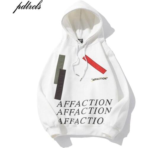 New Color Block Patchwork Letter Printed Fashionable Mens Hoodies Hip Hop Autumn Casual Fleece Male Hooded Sweatshirts Warm