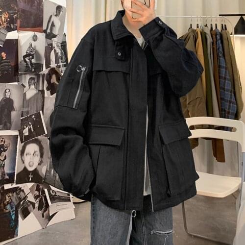 2020 Mens Streetwear Bomber Jacket Man Coats Loose Fashion Trend Black/green Color Windbreaker High-quality Outerwear M-2XL