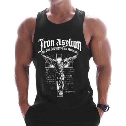 Mens Gym Sleeveless Tank Top Vest Fitness Bodybuilding Workout Stringer Male Summer Cotton Casual Singlet Tank Tops Clothing
