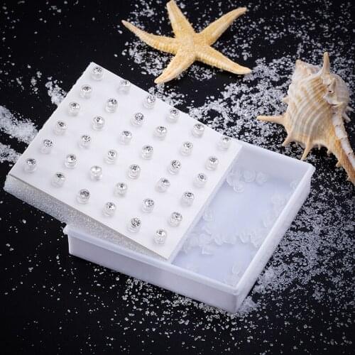 36pcs Prevent Allergy Stud Earings Set Colorful Crystal Cartilage Acrylic Tragus Helix Ear Piercing for Women Girl Gifts Jewelry