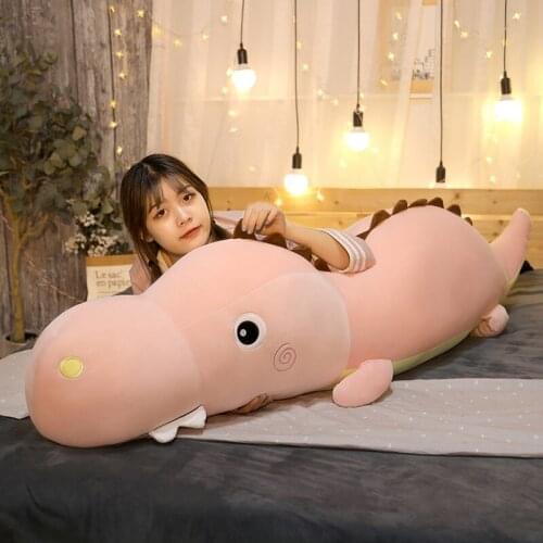 New cute cartoon dinosaur plush toy big soft animals long pillow cute bed sleeping doll for children girl gift deco 150cm 180cm