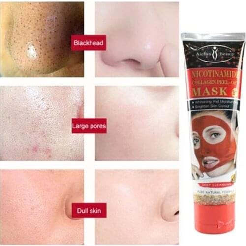 Face Peel Off Mask Nicotinamide Collagen Whitening Moisturizing Peel Mask Bright Skin Color Oil Control Purify Pores Facial Mask