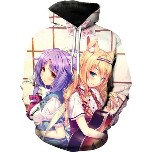 Autumn Hoodie Anime Nekopara Chocolat Vanilla Cute Girls 3D Print Harajuku Sweatshirt Hooded Unisex Tops Drop Shipping