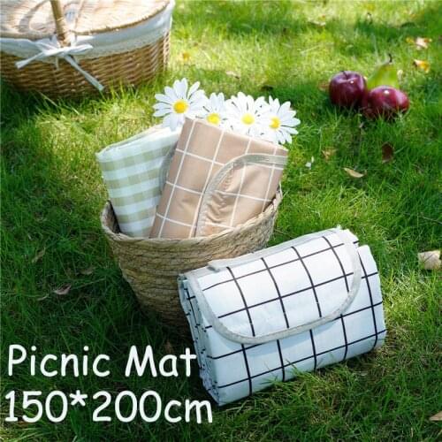Portable Picnic Mats Folding Outdoor Camping Mat Waterproof Sand Beach Blankets Hiking Moistureproof Mat 150x200cm Lattice Mat