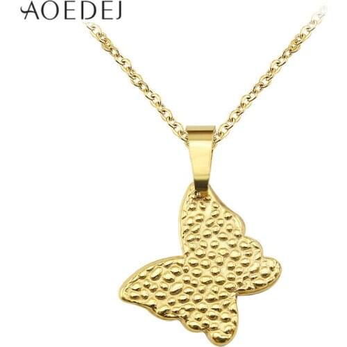Butterfly Shaped Pendant Necklace Gold Silver Color Stainless Steel Choker Necklace Women Collier Collier Quality Body Jewelry