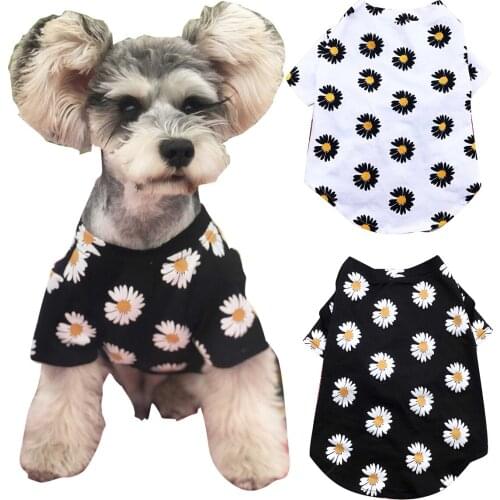 S/M/L/XL/XXL Puppy Dog Casual Summer Floral Shirt Hawaiian Camp Shirt T Shirt Pet Dog Summer Clothes Beach Tops