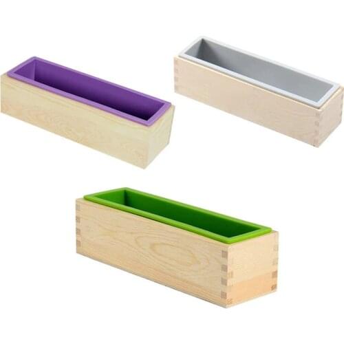 Silicone Mold Soap Rectangular Wooden Box with Flexible Liner for DIY Natural Soap Making