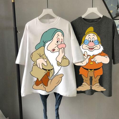 Disney cartoon T-shirt ladies Snow White and the Dwarf T-shirt casual oversized short-sleeved round neck T-shirt