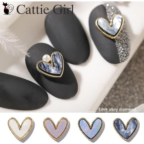 2pcs Alloy Heart 3D Nail Decorations Metal Decor Shell Nail Accessories Vintage Manicure Japanese Style DIY for Nails Design