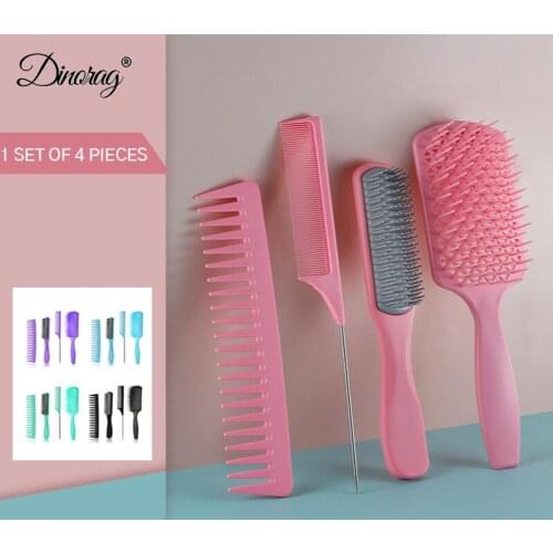 4 Pcs/Set Hair Brush Set Detangling Hair Combs Women Ladies Hair Care Massage Hairbrush Wet/Dry Curly Hair Salon Styling Tools