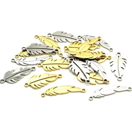 5pcs/lot Stainless Steel Leaves & Leaf Charms Connectors Gold Necklace Pendant Bracelet Making for DIY Jewelry Findings Handmade