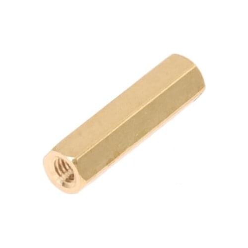 50 Pcs Gold Tone Hexagonal 18mm Long M3 Female Thread Standoff Spacer