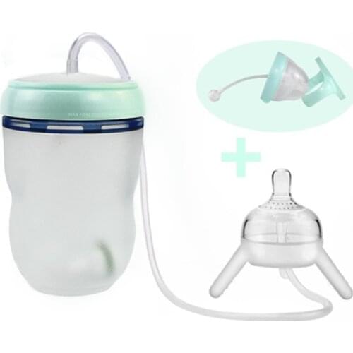 Handless Newborn Milk Bottle Self-Feeding Baby Bottle with Long Straw Tube Cup