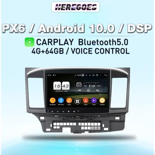 Carplay 10.1" DSP PX6 8CORE Android 10.0 Car DVD Player Autoradio Navigation GPS Bluetooth For MITSUBISHI Lancer 2014 2015 Radio