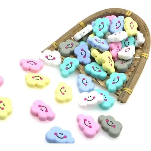 Kovict 10pcs Cartoons Clouds Silicone Beads DIY Pacifier Chain Bracelet Baby Teething Necklace Accessories Toys Baby Products
