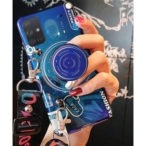 For Samsung Galaxy A91 A81 A71 A51 A50 A70 Case Fashion Retro 3D Camera Silicon TPU Phone Case For Samsung A41 A42 With Strap