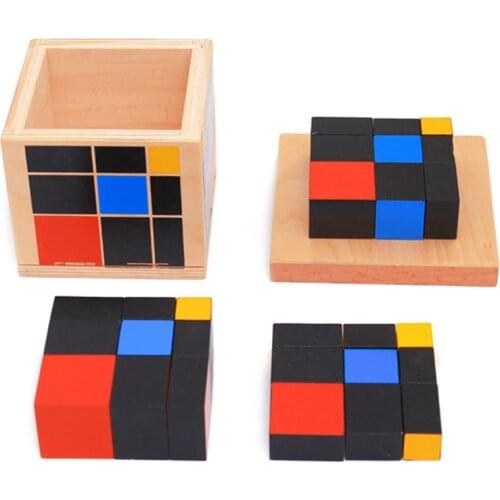 Early Learning Educational Toys Montessori Wooden Trinomial Cube for Toddlers