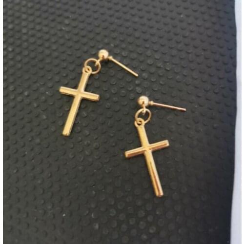 Ex338 4mm small ball pin earrings cute fashion simple alloy cross earrings female jewelry accessories