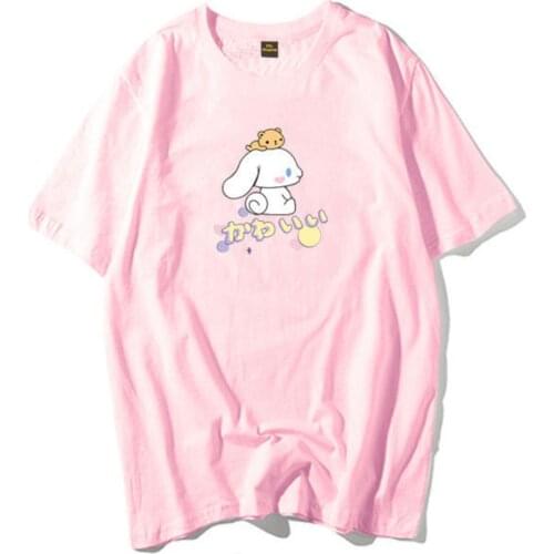 Cartoon Cute Print Short-sleeved Cinnamorolled T-shirt Soft Sister Summer Student Loose Top Harajuku Gothic Women Shirts Clothes